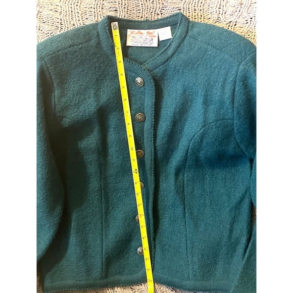Vintage Tally Ho Designer Green Wool Button Down Sweater Woman's Size Small - Picture 6 of 10